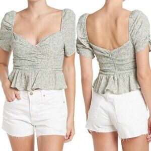 Astr the Label Shirt Womens Medium Floral Puff Sleeve Ditsy Floral Cottagecore